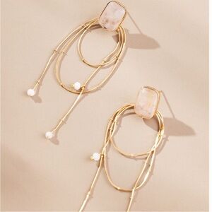 Anthropologie Pink Stone Gold Earrings